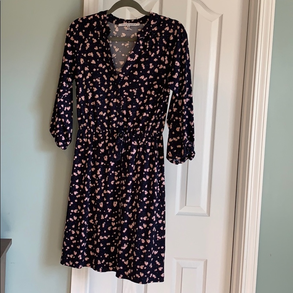 Dress, Navy with small floral detail cinched waist